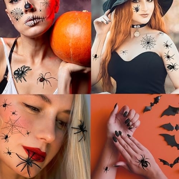 XIYOKA 80+ Halloween Spider Web Temporary Tattoos Pack