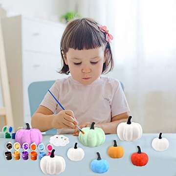 JIABNUKKN Pumpkin Decorations Halloween Crafts for Kids 10Pcs Paint Your Own Artificial Pumpkin White Plastic Pumpkin Decorating Kit Gift Toys for Kids DIY Halloween Thanksgiving Fall Pumpkin Decor