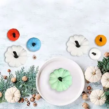 JIABNUKKN Pumpkin Decorations Halloween Crafts for Kids 10Pcs Paint Your Own Artificial Pumpkin White Plastic Pumpkin Decorating Kit Gift Toys for Kids DIY Halloween Thanksgiving Fall Pumpkin Decor