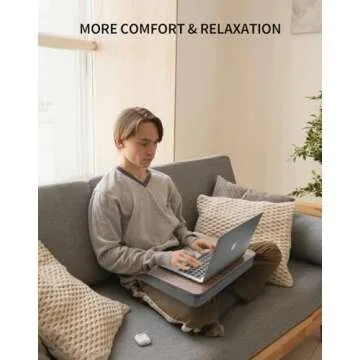 ZEAPTAC Lap Desk with Pillow Cushion, Portable Laptop Bed Desk, Fits up to 15.6 inch Laptop, Lap Stand for Bed & Couch & Carpet, Book Tablet/Drawing Board/Laptop Stand - Dark Brown Wood