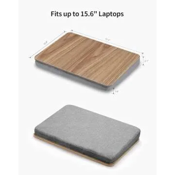 ZEAPTAC Lap Desk with Pillow Cushion, Portable Laptop Bed Desk, Fits up to 15.6 inch Laptop, Lap Stand for Bed & Couch & Carpet, Book Tablet/Drawing Board/Laptop Stand - Dark Brown Wood