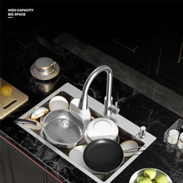 DuyviSteil 24 Inch Kitchen Sink Drop-in, Stainless Steel Top Mount Workstation Sink, Single Bowl Kit...