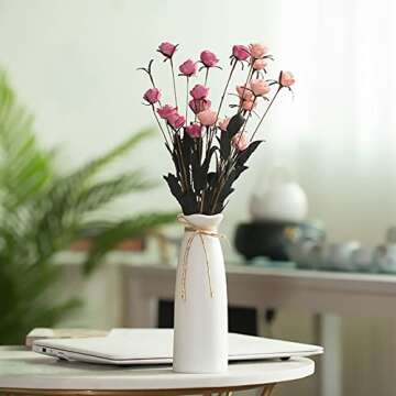 White Ceramic Vase-Flower Vase Dried Flower Vase for Modern Home Decor, Fit for Foyer Living Room Fi...