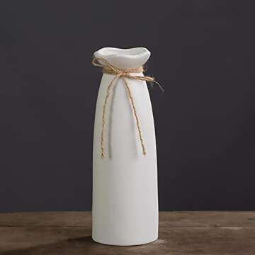 White Ceramic Vase-Flower Vase Dried Flower Vase for Modern Home Decor, Fit for Foyer Living Room Fireplace Bedroom Kitchen,Decent Gift, 8.27" H