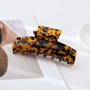 5 Pack 4.5"Large Hair Claw Clips,2022 new Acetic acid retro leopard print Hair Clips for Women & Girls,5 Colors Strong Hold Claw Hair Clips for Women Thick Hair & Thin Hair,90's Vintage Hair Clip…