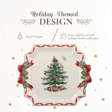 Spode 11-Inch Square Platter - Festive Christmas Serving Dish