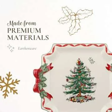 Spode 11-Inch Square Platter - Festive Christmas Serving Dish