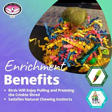 Super Bird Creations SB541 Crinkle Crinkle Little Star Bird Toy - Small Bird Size, Parrotlets, Cockatiels, Lovebirds - Foraging & Chew Toy - Stimulating Bird Toy for Enrichment - 6" x 2"