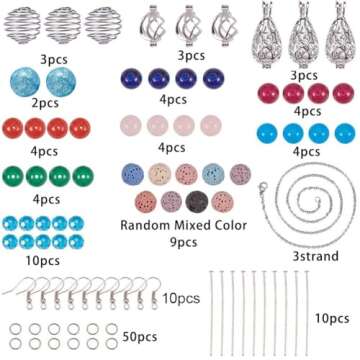 SUNNYCLUE 1 Box DIY 9PCS Hollow Bead Cage Pendant Necklace Earrings Jewelry Making Kit Aromatherapy ...