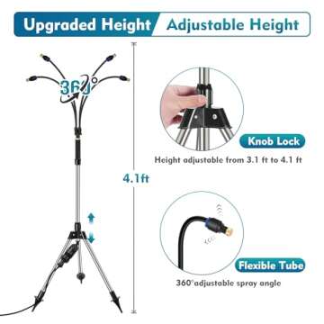 Homasky Standing Misters for Outside Patio, Adjustable Height 4.1 FT Stand Misting System for Coolin...