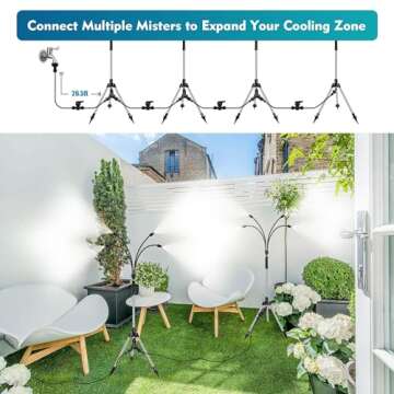 Homasky Standing Misters for Outside Patio, Adjustable Height 4.1 FT Stand Misting System for Cooling Outdoor, Portable Stand Mister for Water Mist Playing, Patio Cooling, Backyard, Porch