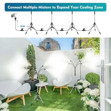 Homasky Standing Misters for Outside Patio, Adjustable Height 4.1 FT Stand Misting System for Cooling Outdoor, Portable Stand Mister for Water Mist Playing, Patio Cooling, Backyard, Porch