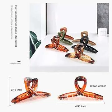 Hair Claw Clips for Women, Nonslip Matte Hair Clips, 4.3 inch Large Big Jaw Butterfly Hair Clips, Fashion Hair Accessories for Women Girls, 6 Colors Available (6 Packs)