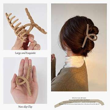 Hair Claw Clips for Women, Nonslip Matte Hair Clips, 4.3 inch Large Big Jaw Butterfly Hair Clips, Fashion Hair Accessories for Women Girls, 6 Colors Available (6 Packs)