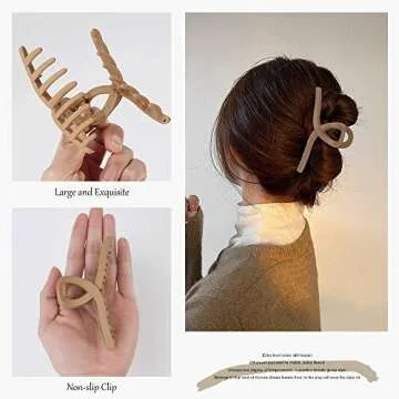 Hair Claw Clips for Women, Nonslip Matte Hair Clips, 4.3 inch Large Big Jaw Butterfly Hair Clips, Fashion Hair Accessories for Women Girls, 6 Colors Available (6 Packs)