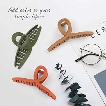 Hair Claw Clips for Women, Nonslip Matte Hair Clips, 4.3 inch Large Big Jaw Butterfly Hair Clips, Fashion Hair Accessories for Women Girls, 6 Colors Available (6 Packs)