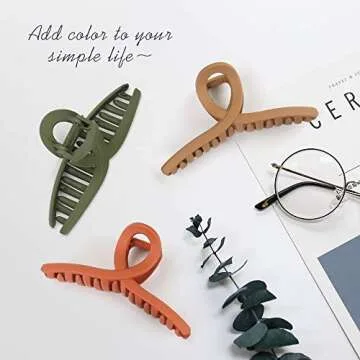 Hair Claw Clips for Women, Nonslip Matte Hair Clips, 4.3 inch Large Big Jaw Butterfly Hair Clips, Fashion Hair Accessories for Women Girls, 6 Colors Available (6 Packs)