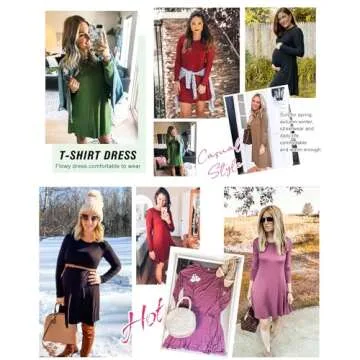 MOLERANI Womens Casual Loose Plain Dresses Soft Comfortable Loungewear Swing Dress(L, Dark Green)