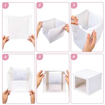 Moretoes 5pcs Cake Boxes, 10x10x8 Inches White Bakery Boxes with Pre-folded Lid Tall Dessert Cardboard Boxes for Cakes, Cupcakes, Pies, Donuts, Cookies for Christmas, Party, Birthday