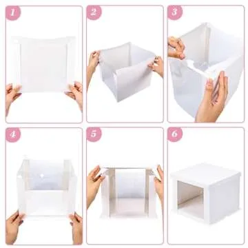 Moretoes 5pcs Cake Boxes, 10x10x8 Inches White Bakery Boxes with Pre-folded Lid Tall Dessert Cardboard Boxes for Cakes, Cupcakes, Pies, Donuts, Cookies for Christmas, Party, Birthday
