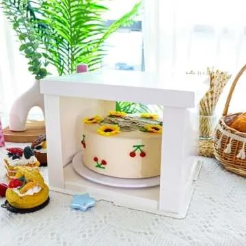 Moretoes 5pcs Cake Boxes, 10x10x8 Inches White Bakery Boxes with Pre-folded Lid Tall Dessert Cardboard Boxes for Cakes, Cupcakes, Pies, Donuts, Cookies for Christmas, Party, Birthday