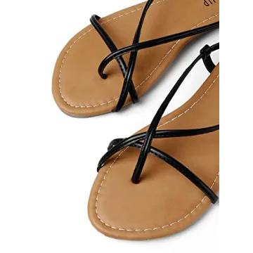 SANDALUP Sandals Women Dressy Strappy Gladiator Dress Summer Lace up Flat Sandals for Women