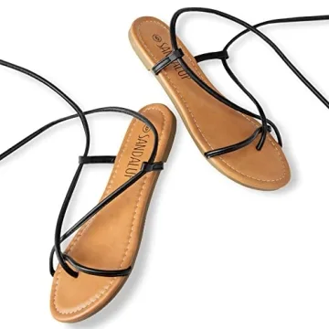 SANDALUP Sandals Women Dressy Strappy Gladiator Dress Summer Lace up Flat Sandals for Women