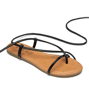 SANDALUP Sandals Women Dressy Strappy Gladiator Dress Summer Lace up Flat Sandals for Women