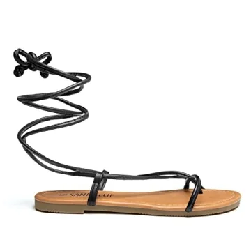 SANDALUP Sandals Women Dressy Strappy Gladiator Dress Summer Lace up Flat Sandals for Women