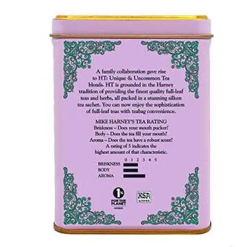 Harney & Sons Caffeinated Blossom Green Tea Tin Sachets Pink 31629, Cherry, 20 Count (Pack of 1)