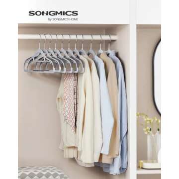 SONGMICS Pack of 30 Coat Hangers, Heavy-Duty Plastic Hangers, Non-Slip, Space-Saving Clothes Hangers...