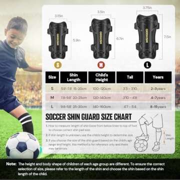 Soccer Shin Guards for Youth Kids Toddler, Upgraded Double Straps & Thicker, More Stable Protected S...