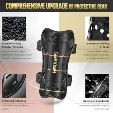 Soccer Shin Guards for Youth Kids Toddler, Upgraded Double Straps & Thicker, More Stable Protected Soccer Equipment - Football Gear for 3-5-7 4-6-8-10-12-14 Years Old Child Teens Boys Girls (Black, S)