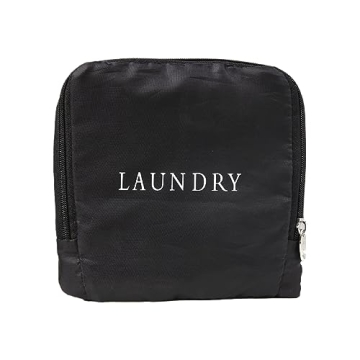 Miamica Foldable Travel Laundry Bag, Black & White – Measures 21” x 22” When Fully Opened – ...