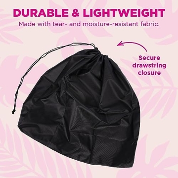 Miamica Foldable Travel Laundry Bag, Black & White – Measures 21” x 22” When Fully Opened – Foldable Laundry Bag with Drawstring Closure – Durable, Lightweight Travel Accessories