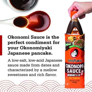 Otafuku Okonomi Sauce, Vegan Japanese Topping for Okonomiyaki Pancakes (17.6 Ounces)