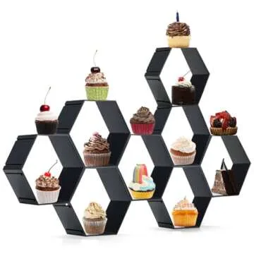 Stylish Black Honeycomb Cake Display Stand for Events