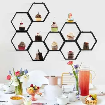 Stylish Black Honeycomb Cake Display Stand for Events