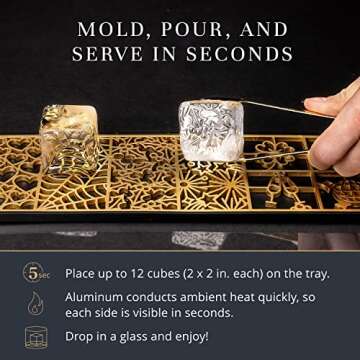 Clear Ice Cube Maker Design Tray - Craft Modern Ice Molds for Bourbon & Cocktails in 5 Seconds - Whiskey Mold Cube Stamp – Bartender Accessories - Copper Ice Press Cocktails by Ash Harbor (Holidays)