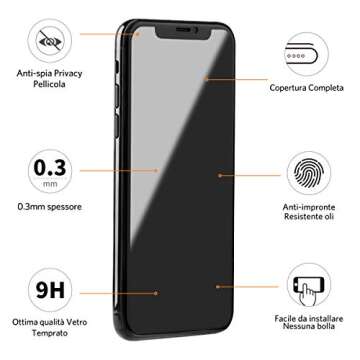 Compatible with iPhone XS X 10 Privacy Screen Protector Tempered Glass, BENKS Anti-Spy 3D Curve Edge Full Coverage Frame Shatterproof Tempered Glass Film (Black for Apple iPhone XS X 11 pro, 5.8 inch)