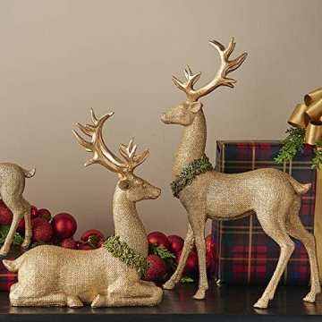 Vita Domi Gold Glittered Reindeer Decor Set of 2