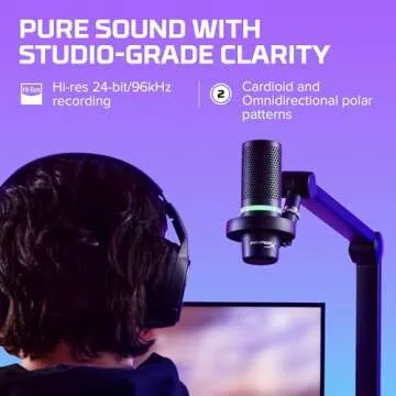 HyperX DuoCast – RGB USB Condenser Microphone for PC, PS5, PS4, Mac, Low-profile Shock Mount, Cardioid, Omnidirectional, Pop Filter, Gain Control, Gaming, Streaming, Podcasts, Twitch, YouTube, Discord