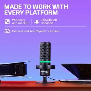 HyperX DuoCast – RGB USB Condenser Microphone for PC, PS5, PS4, Mac, Low-profile Shock Mount, Cardioid, Omnidirectional, Pop Filter, Gain Control, Gaming, Streaming, Podcasts, Twitch, YouTube, Discord