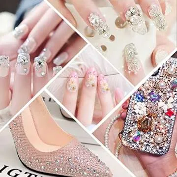 ASTONFOG 2 Pcs Wax Nail Rhinestones Picker Pencil, Dual-ended Rhinestone Gems Crystals Studs Picker Wax Pencil Pen, Crystal Beads Handle Manicure Nail Art DIY Decoration Tool (Pink White)