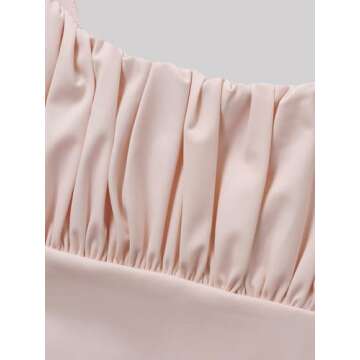 BEJONS Women Y2k Pink Corset Like Going Out Ruched Crop Tank Top Cute Square Neck Double Lined Ruffle Brami Camisole Teen Clothes Dressy Summer Basic Dance Concert Outfit Light Coral M