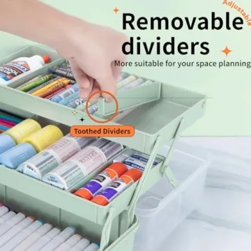 Tergoo 12.5in 3-Layer Craft Storage Box with Adjustable Dividers