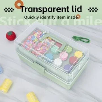 Tergoo 12.5in 3-Layer Craft Storage Box with Adjustable Dividers
