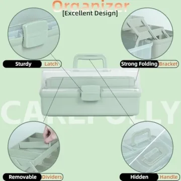 Tergoo 12.5in 3-Layer Craft Storage Box with Adjustable Dividers