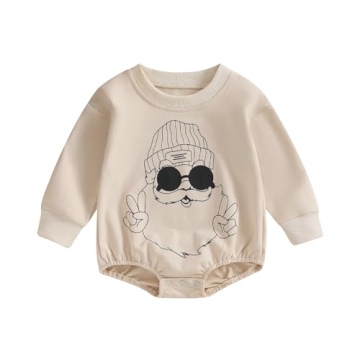 FIOMVA Baby Boy Girl Christmas Outfit - Adorable Santa Bubble Romper for Infants