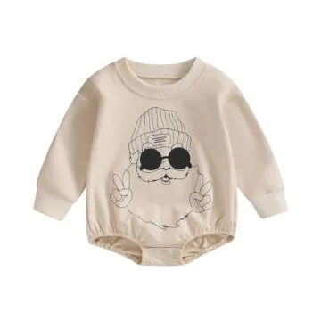 FIOMVA Baby Boy Girl Christmas Outfit - Adorable Santa Bubble Romper for Infants